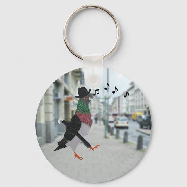 Llavero Pigeon About Town Funny Keychain (Anverso)