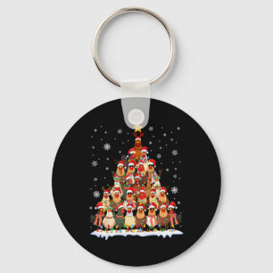 Llavero Pijama divertido de pollo con árbol de Navidad par