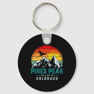 Llavero Pikes Peak angustiado montaña Colorado Retro Hiki