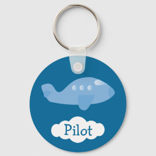 Llavero Piloto azul del personalizable del avión del
