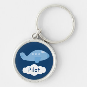 Llavero Piloto azul lindo del personalizable del avión de