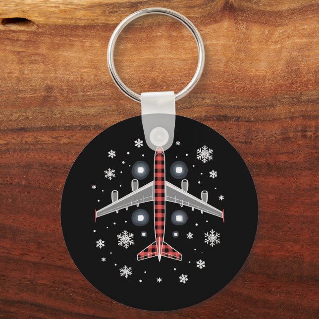 Llavero Piloto de Navidad de Cuadros de Avión (Anverso)