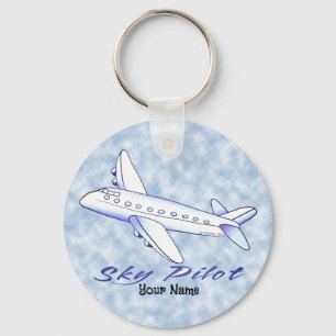 Llavero Piloto del Cielo Avión Azul
