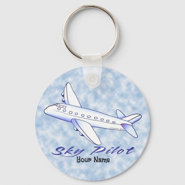 Llavero Piloto del Cielo Avión Azul (Anverso)