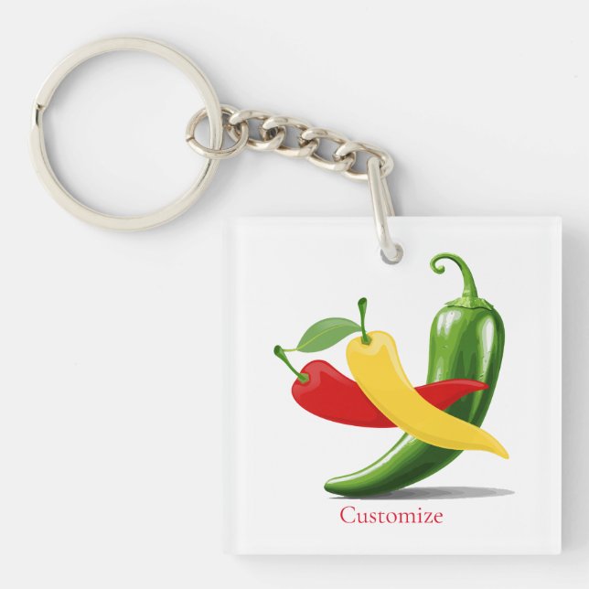 Llavero Pimiento de chile verde amarillo rojo Thunder_Cove (Frente)