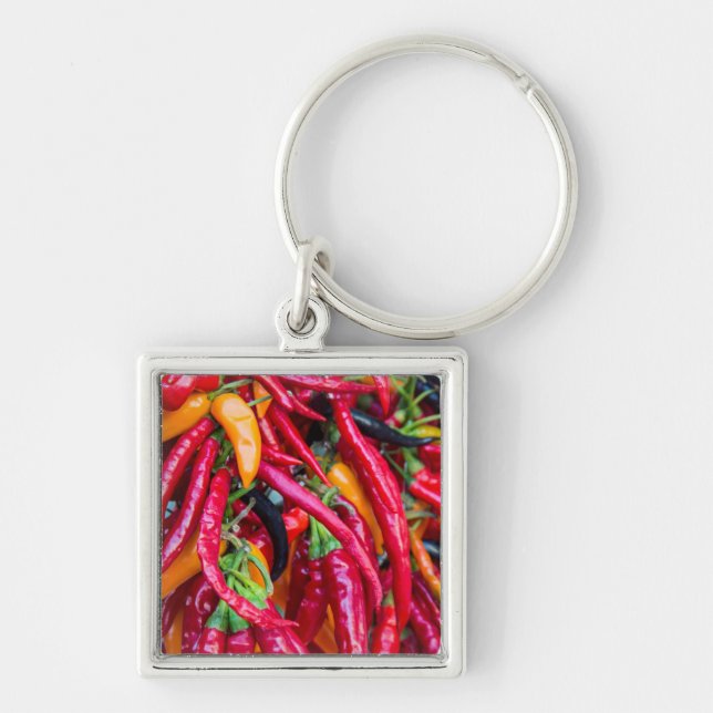 Llavero Pimientos De Chili Calientes En El Mercado De Los  (Frente)