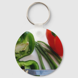 Llavero Pimientos verdes y rojos con habas