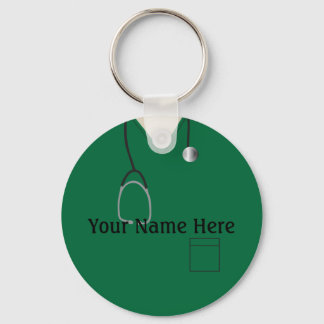 Llavero Pin con uniforme de enfermería verde oscuro.