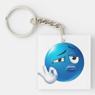 Llavero Pin de Emoji Azul Triste Divertido - Broche de Car