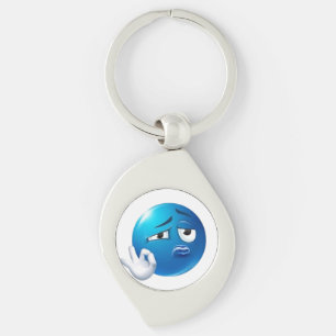 Llavero Pin de Emoji Azul Triste Divertido - Broche de Exp
