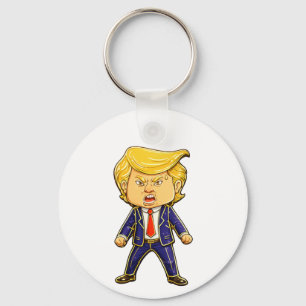 Llavero Pin de solapa de Trump feliz Chibi Dibujo animado
