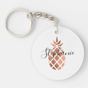 Llavero Piña Personalizada de Oro Rosa Falso