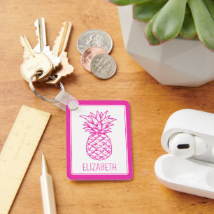 Llavero Piña rosa tropical perrito personalizada