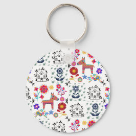 Llavero Pinata de Alpaca con Casa Azul y Flores