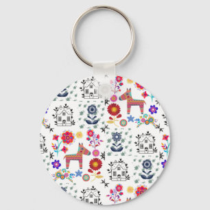 Llavero Pinata de Alpaca con Casa Azul y Flores