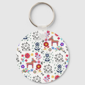 Llavero Pinata de Alpaca con Casa Azul y Flores