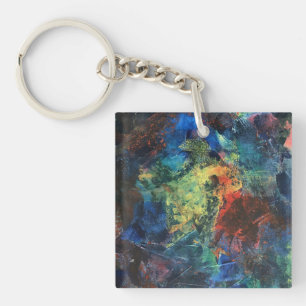 Llavero Pinceladas en capas-Arte abstracto pintado a mano