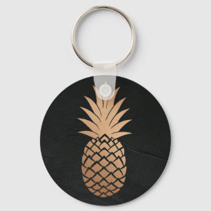Llavero Pineapple Black Gold Tropical Minimalista elegante