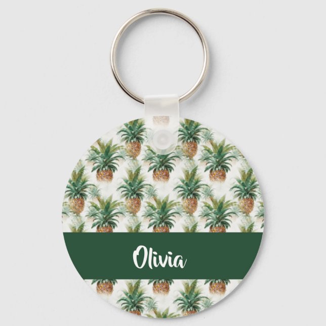 Llavero Pineapple pattern on white (Anverso)