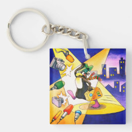 Llavero Pinguin mit Koffer Acryl Schlüsselanhänger