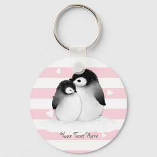 Llavero Pínguin personalizado botón Keychain Pink