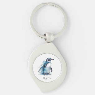 Llavero Pingüino acuarela Ártico Azure, personalizado