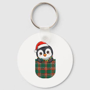 Llavero Pingüino Búfalo Cuadros Verde Rojo Blanco Bolsillo