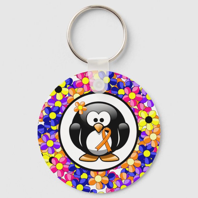 Llavero Pingüino Cinta de Conciencia naranja (Anverso)