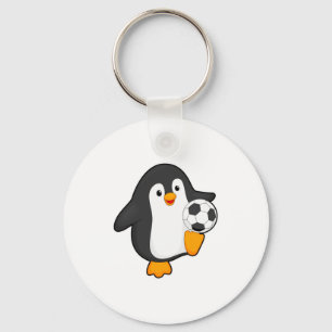 Llavero Pingüino como jugador de fútbol con camiseta de ba