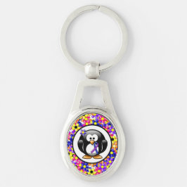 Llavero Pingüino de cinta azul y púrpura