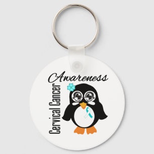 Llavero Pingüino de la conciencia del cáncer de cuello d