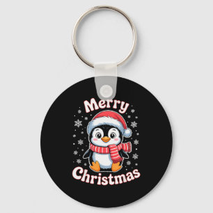 Llavero Pingüino de Navidad Alegre Gorro de Santa Lindo Co