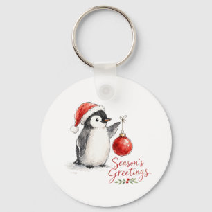 Llavero Pingüino de Navidad lindo con adorno