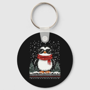 Llavero Pingüino De Navidades Graciosos Con Sungles Fea Ch