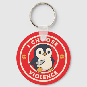 Llavero Pingüino Divertido Con Cuchillo Elijo Violencia Me