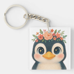 Llavero Pingüino en Bloom Whimsical