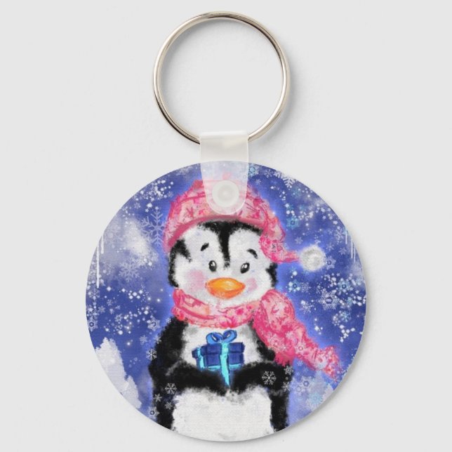 Llavero Pingüino feliz - Navidades (Anverso)