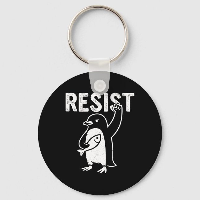 Llavero Pingüino gracioso resiste a los pingüinos en prote (Anverso)