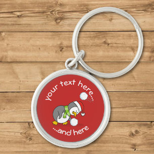 Llavero Pingüino navidad con cadena de bolas de nieve