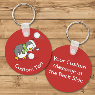 Llavero Pingüino navidad con cadena de bolas de nieve