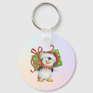 Llavero Pingüino Navidad festivo con regalo - Deco festivo