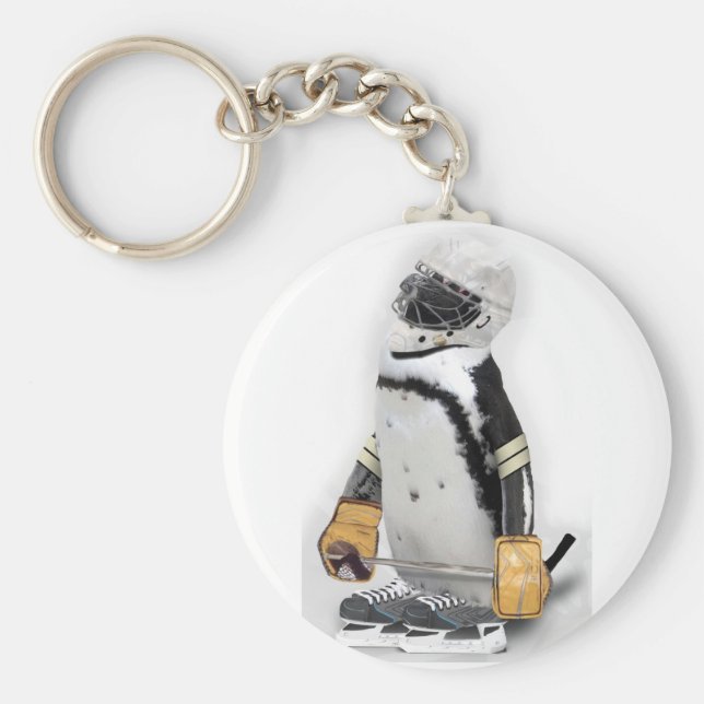 Llavero Pingüino Pequeño Con Engranaje De Hockey (Frente)