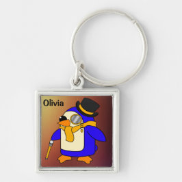 Llavero Pingüino personalizado lindo amarillo soleado