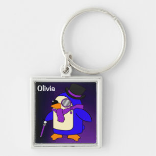 Llavero Pingüino personalizado lindo violeta