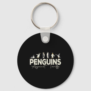 Llavero Pingüinos Contra Aranceles Divertido Animal Retro