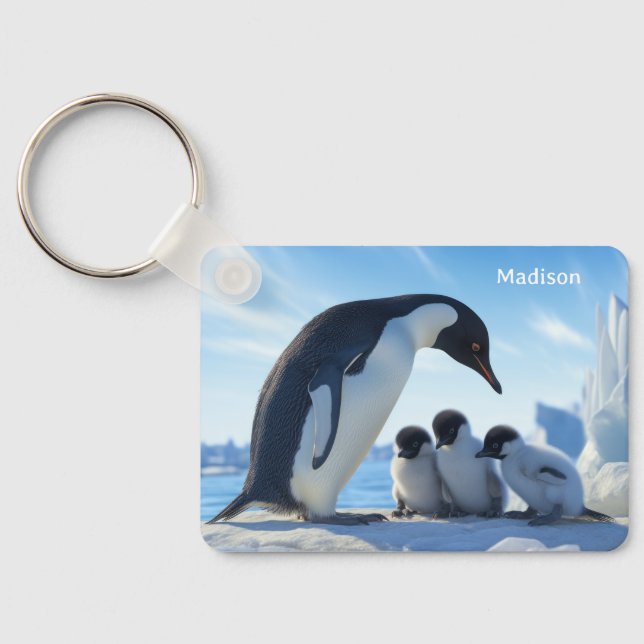 Llavero Pingüinos de corte de nombre personalizado (Reverso )