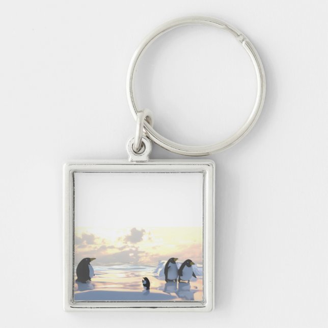 Llavero pingüinos enfriándose en un hielo (Frente)