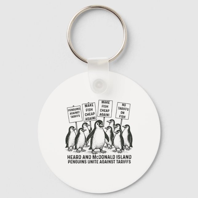 Llavero Pingüinos graciosos contra los aranceles escucharo (Anverso)