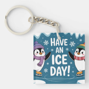 Llavero Pinguinos Lindos Patinando en el Hielo Dibujo Anim