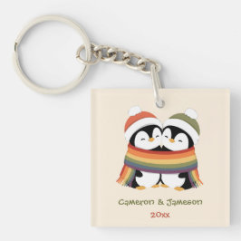 Llavero Pingüinos Orgullosos Navideños Personalizados